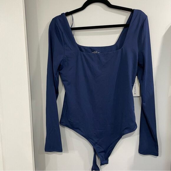 3/$25 ✺ SWS Square Neck Long Sleeve Contour Bodysuit Blue XL - Picture 1 of 4